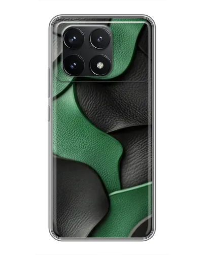 Чехол для Xiaomi POCO F6 Pro с картинкой «Зеленые кожаные волны»