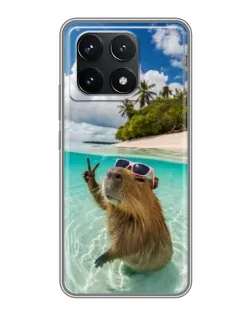 Чехол для Xiaomi POCO F6 Pro с картинкой «Капибара на море» Чехол для Xiaomi POCO F6 Pro с картинкой «Капибара на море»