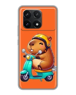 Чехол для Xiaomi POCO F6 Pro с картинкой «Капибара на скутере» Чехол для Xiaomi POCO F6 Pro с картинкой «Капибара на скутере»