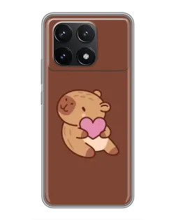 Чехол для Xiaomi POCO F6 Pro с картинкой «Капибара с сердцем» Чехол для Xiaomi POCO F6 Pro с картинкой «Капибара с сердцем»