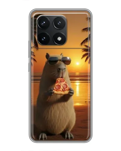 Чехол для Xiaomi POCO F6 Pro с картинкой «Капибара с пиццей» Чехол для Xiaomi POCO F6 Pro с картинкой «Капибара с пиццей»