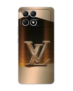 Чехол для Xiaomi POCO F6 с картинкой «LV — золотое сияние»