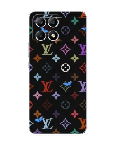 Чехол для Xiaomi POCO F6 с картинкой «Цветная монограмма LV»