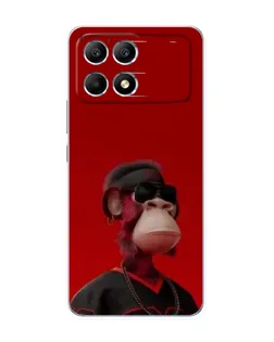Чехол для Xiaomi POCO F6 с картинкой «Bored Ape в красном»