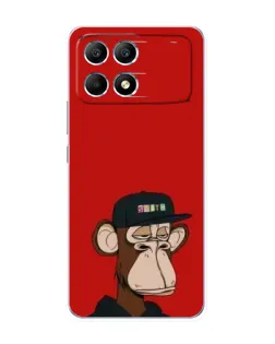 Чехол для Xiaomi POCO F6 с картинкой «Bored Ape — красный фон»