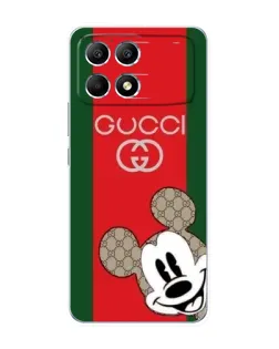 Чехол для Xiaomi POCO F6 с картинкой «Gucci — полосы и Микки»