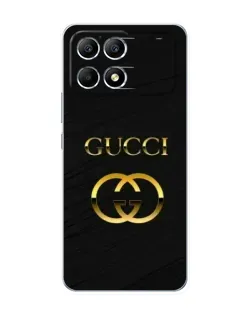 Чехол для Xiaomi POCO F6 с картинкой «Золотой логотип Gucci»