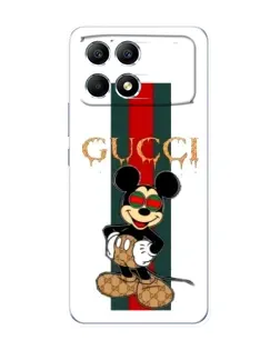 Чехол для Xiaomi POCO F6 с картинкой «Микки Маус Gucci — полосы»