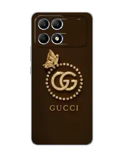 Чехол для Xiaomi POCO F6 с картинкой «Gucci — золотая бабочка»