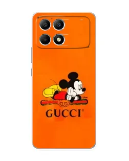 Чехол для Xiaomi POCO F6 с картинкой «Микки Маус Gucci — оранж»