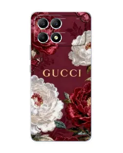 Чехол для Xiaomi POCO F6 с картинкой «Gucci — бордовые розы»