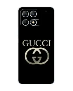 Чехол для Xiaomi POCO F6 с картинкой «Gucci — золото на черном»