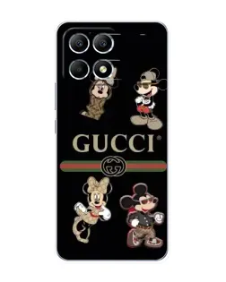 Чехол для Xiaomi POCO F6 с картинкой «Gucci — герои Disney и монограмма»