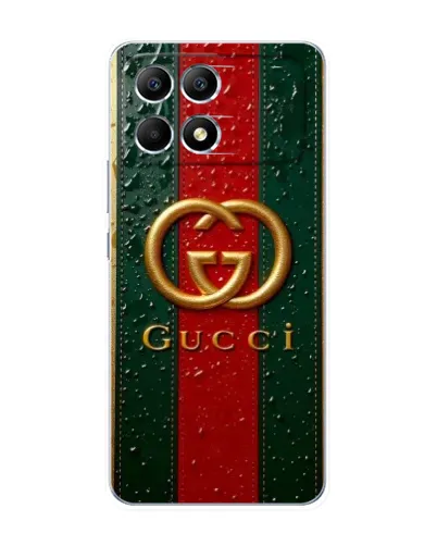 Чехол для Xiaomi POCO F6 с картинкой «Gucci — фирменная полоса и золото» Чехол для Xiaomi POCO F6 с картинкой «Gucci — фирменная полоса и золото»