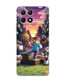 Чехол для Xiaomi POCO F6 с картинкой «Стив на ферме»