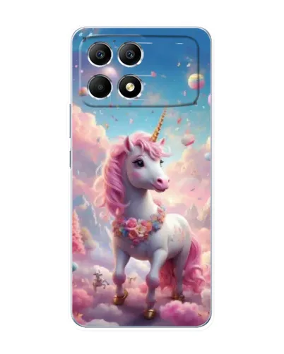 Чехол для Xiaomi POCO F6 с картинкой «Единорог среди облаков»