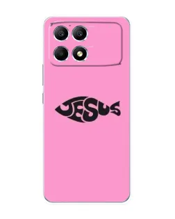 Чехол для Xiaomi POCO F6 с картинкой «Розовый символ  Jesus»