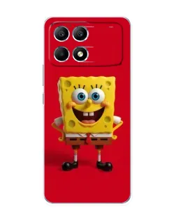 Чехол для Xiaomi POCO F6 с картинкой «Спанч Боб на красном»
