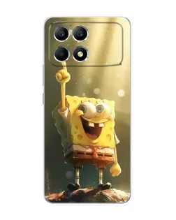 Чехол для Xiaomi POCO F6 с картинкой «Сияющий Спанч Боб»