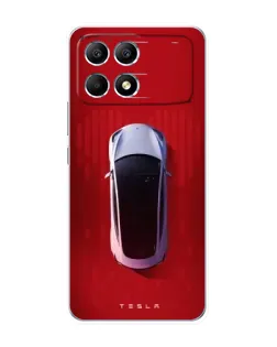 Чехол для Xiaomi POCO F6 с картинкой «Tesla Top View»