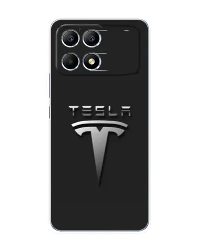 Чехол для Xiaomi POCO F6 с картинкой «Стальной логотип Tesla» Чехол для Xiaomi POCO F6 с картинкой «Стальной логотип Tesla»