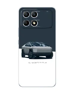 Чехол для Xiaomi POCO F6 с картинкой «Серебристый Cybertruck Tesla»