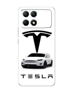 Чехол для Xiaomi POCO F6 с картинкой «Tesla White Style»