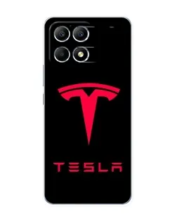 Чехол для Xiaomi POCO F6 с картинкой «Tesla Red Logo»
