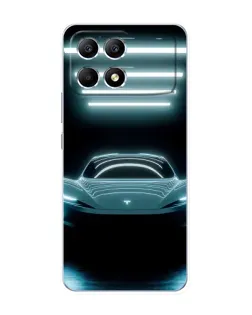 Чехол для Xiaomi POCO F6 с картинкой «Tesla в неоне»