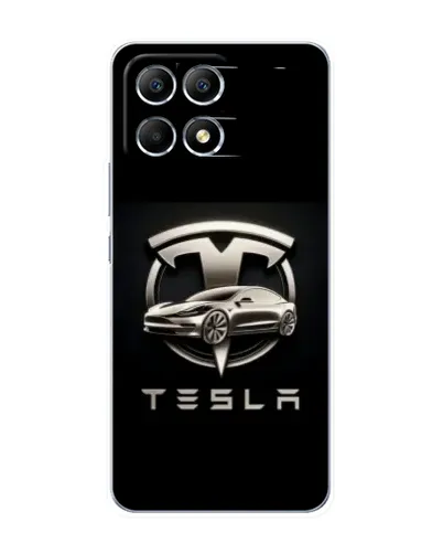 Чехол для Xiaomi POCO F6 с картинкой «Tesla — серебристое авто» Чехол для Xiaomi POCO F6 с картинкой «Tesla — серебристое авто»