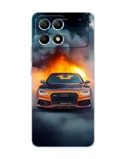 Чехол для Xiaomi POCO F6 с картинкой «Audi в огненном дыму» Чехол для Xiaomi POCO F6 с картинкой «Audi в огненном дыму»