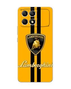Чехол для Xiaomi POCO F6 с картинкой «Lamborghini Stripe желтый»