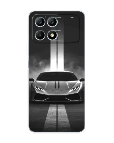 Чехол для Xiaomi POCO F6 с картинкой «Lamborghini симметрия дорог»