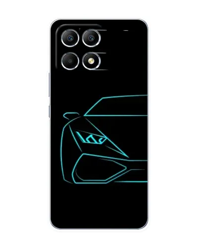 Чехол для Xiaomi POCO F6 с картинкой «Голубой силуэт Lamborghini»