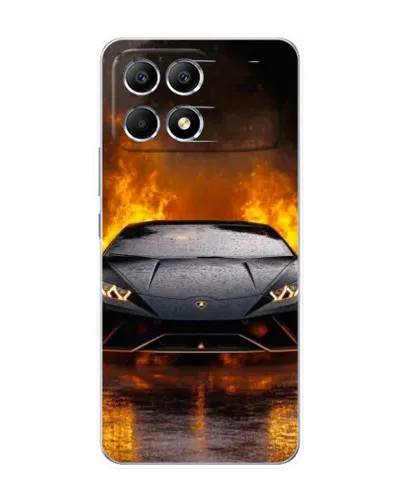 Чехол для Xiaomi POCO F6 с картинкой «Lamborghini в огне»