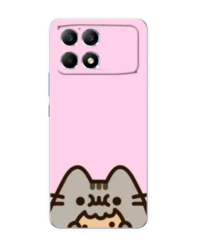 Чехол для Xiaomi POCO F6 с картинкой «Pusheen и печенье»