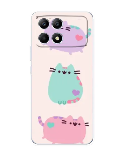 Чехол для Xiaomi POCO F6 с картинкой «Pusheen трио»