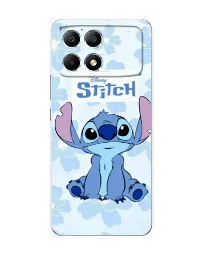 Чехол для Xiaomi POCO F6 с картинкой «Stitch среди цветов»