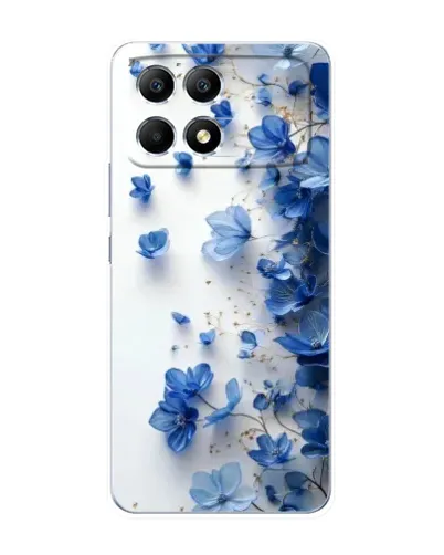 Чехол для Xiaomi POCO F6 с картинкой «Голубой цветочный каскад»