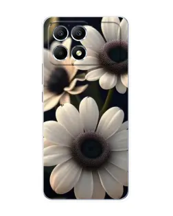 Чехол для Xiaomi POCO F6 с картинкой «Белые маргаритки макро»