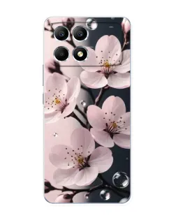 Чехол для Xiaomi POCO F6 с картинкой «Нежная сакура и капли»