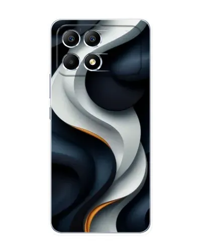 Чехол для Xiaomi POCO F6 с картинкой «Объемные черно-белые ленты» Чехол для Xiaomi POCO F6 с картинкой «Объемные черно-белые ленты»