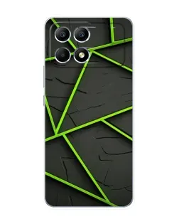 Чехол для Xiaomi POCO F6 с картинкой «Зеленые геометрические линии»
