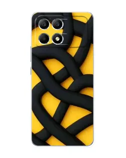 Чехол для Xiaomi POCO F6 с картинкой «Черное желтое переплетение»