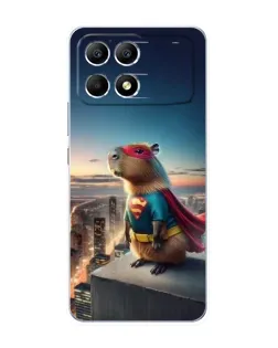 Чехол для Xiaomi POCO F6 с картинкой «Капи-мен супергерой»