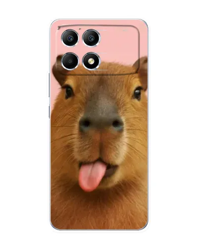 Чехол для Xiaomi POCO F6 с картинкой «Капибара с языком»