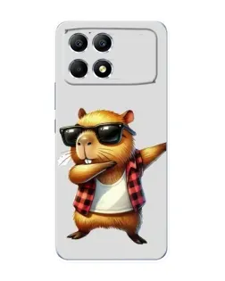 Чехол для Xiaomi POCO F6 с картинкой «Капибара рэпер даб»