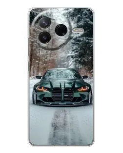 Чехол для Xiaomi POCO F7 Pro с картинкой «BMW в зимнем лесу»