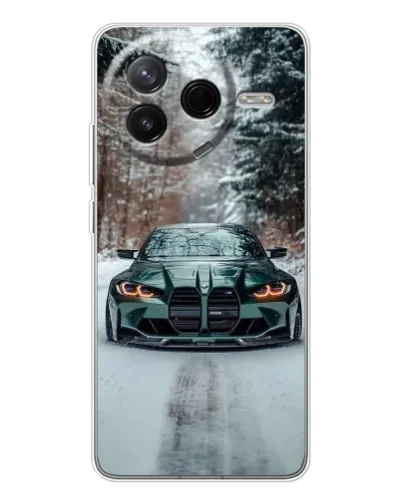 Чехол для Xiaomi POCO F7 Pro с картинкой «BMW в зимнем лесу»