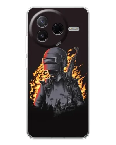 Чехол для Xiaomi POCO F7 Pro с картинкой «PUBG — огненный силуэт»
